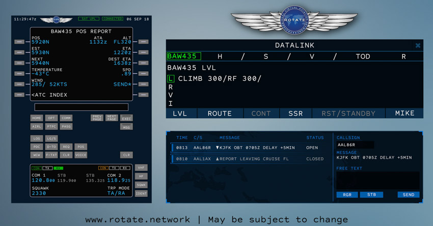 Virtual airline dashboard.